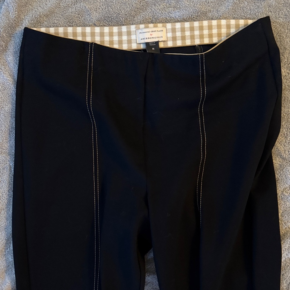 Anthropologie Black Pants with White Detailing